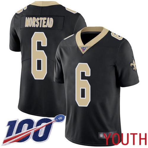New Orleans Saints Limited Black Youth Thomas Morstead Home Jersey NFL Football 6 100th Season Vapor Untouchable Jersey